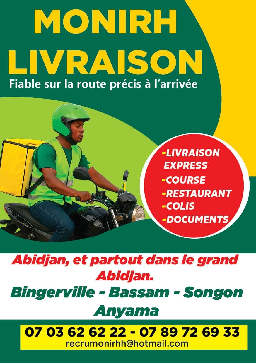 🛵 MONIRH LIVRAISON – Votre solution rapide et fiable à Abidjan !